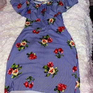 Stripped royal blue with white dress